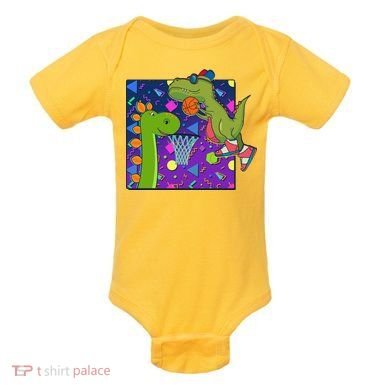 Retro 90's Basketball Dinosaurs Baby Bodysuit