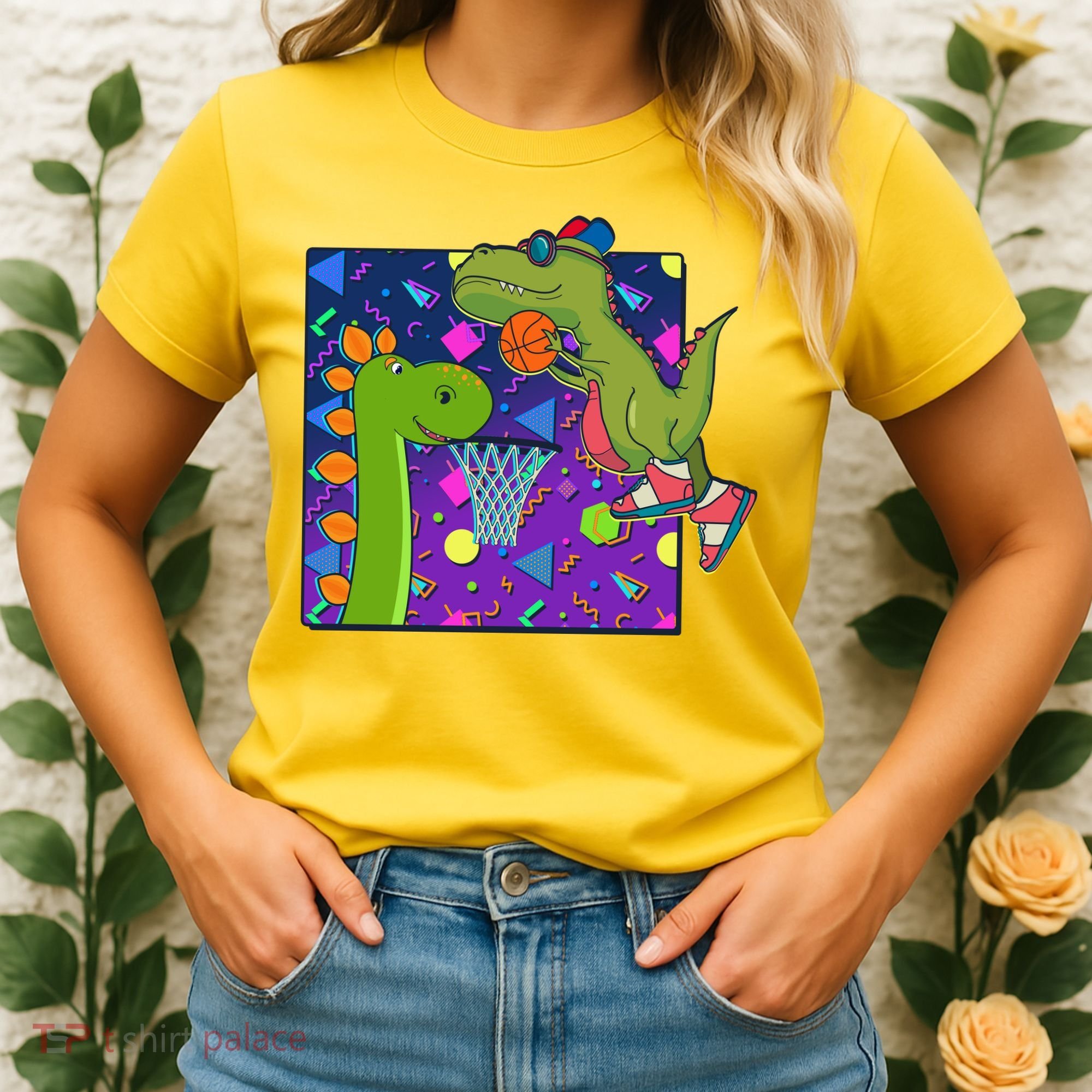 Retro 90's Basketball Dinosaurs Women's T-Shirt
