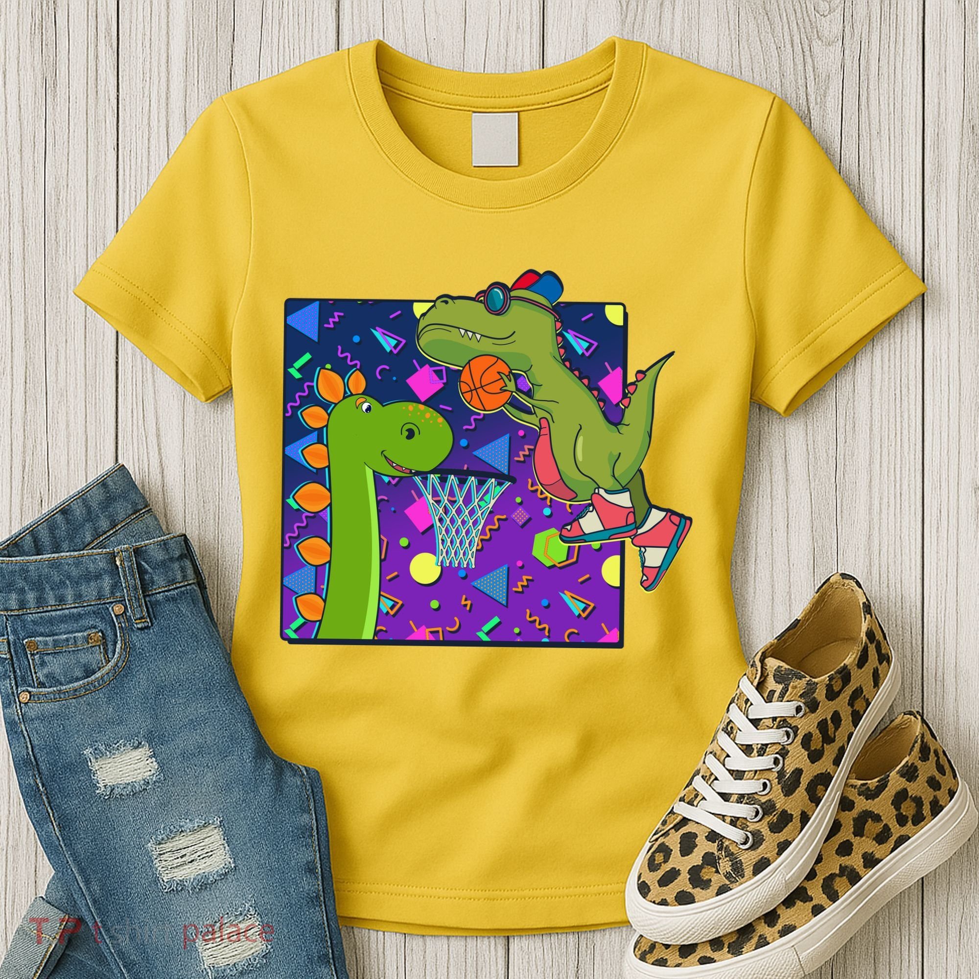 Retro 90's Basketball Dinosaurs Women's T-Shirt