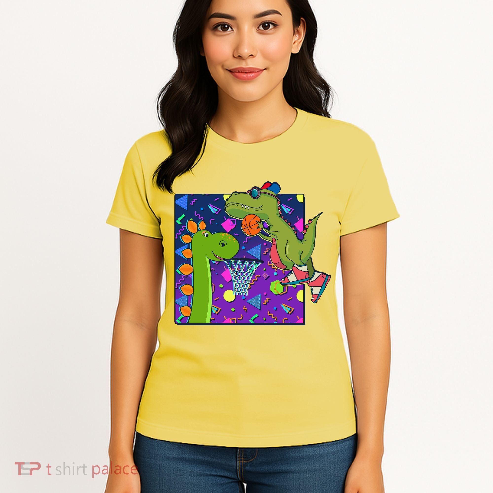 Retro 90's Basketball Dinosaurs Women's T-Shirt