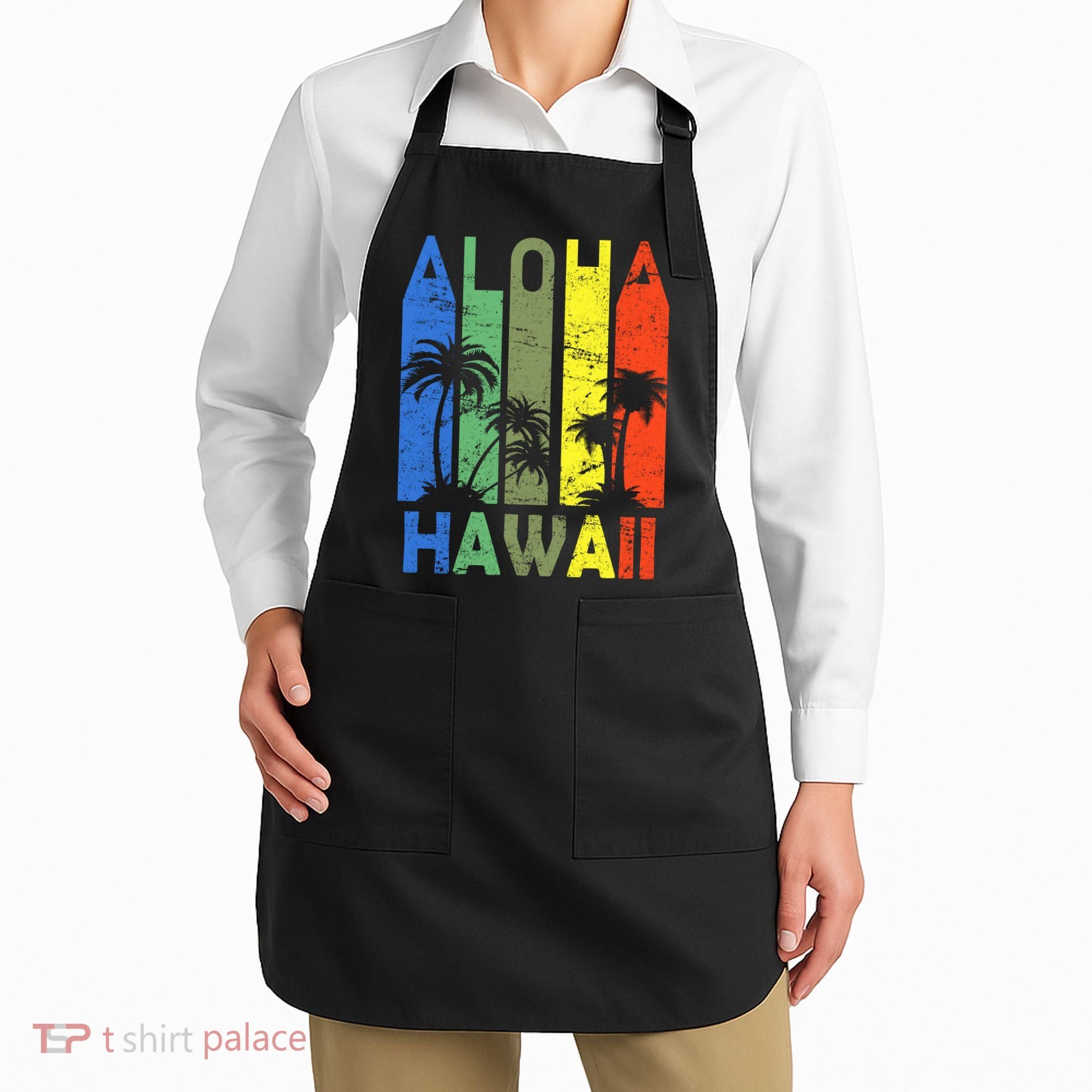 Retro Aloha Hawaii Logo Apron