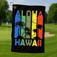 Retro Aloha Hawaii Logo Golf Towel thumb 1
