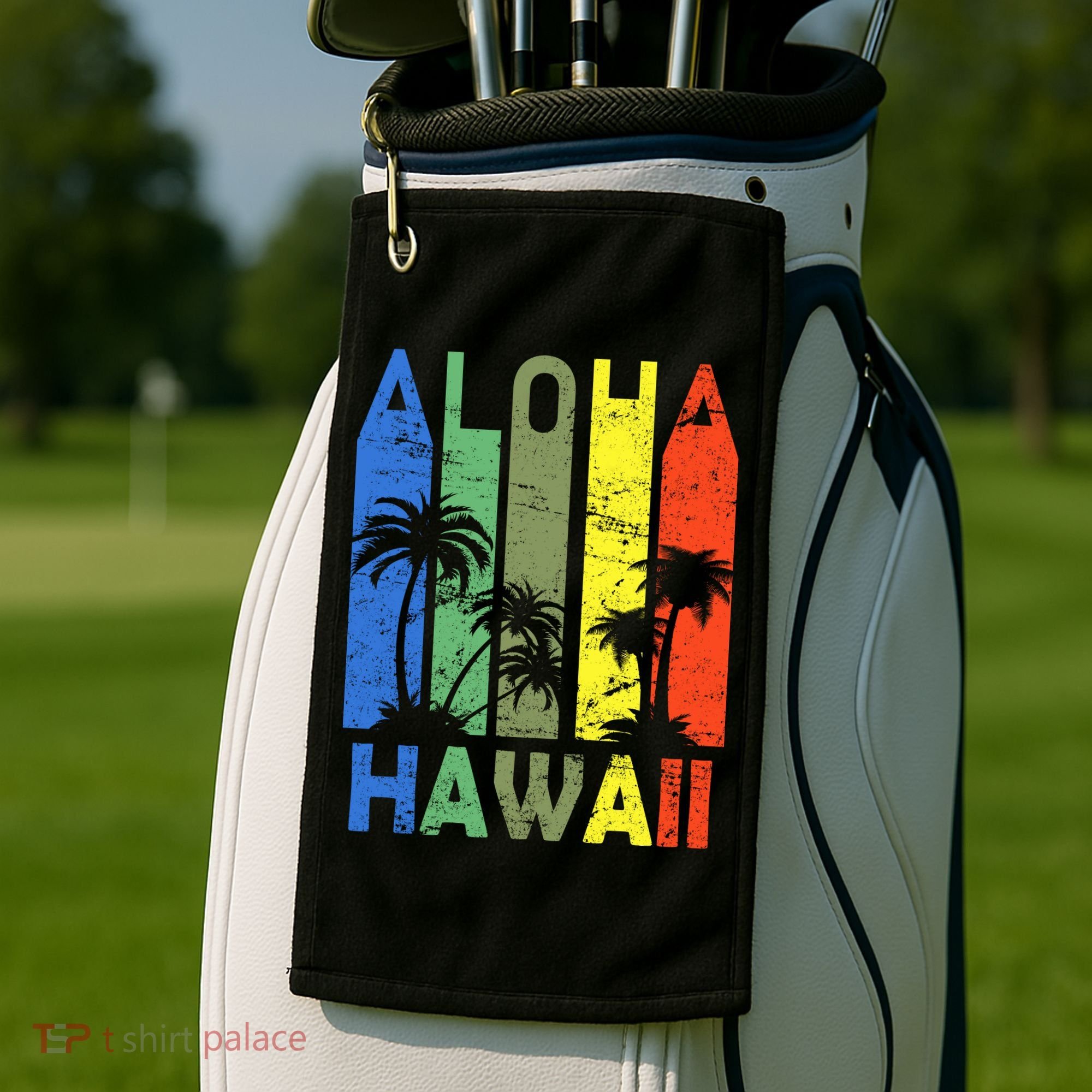 Retro Aloha Hawaii Logo Golf Towel