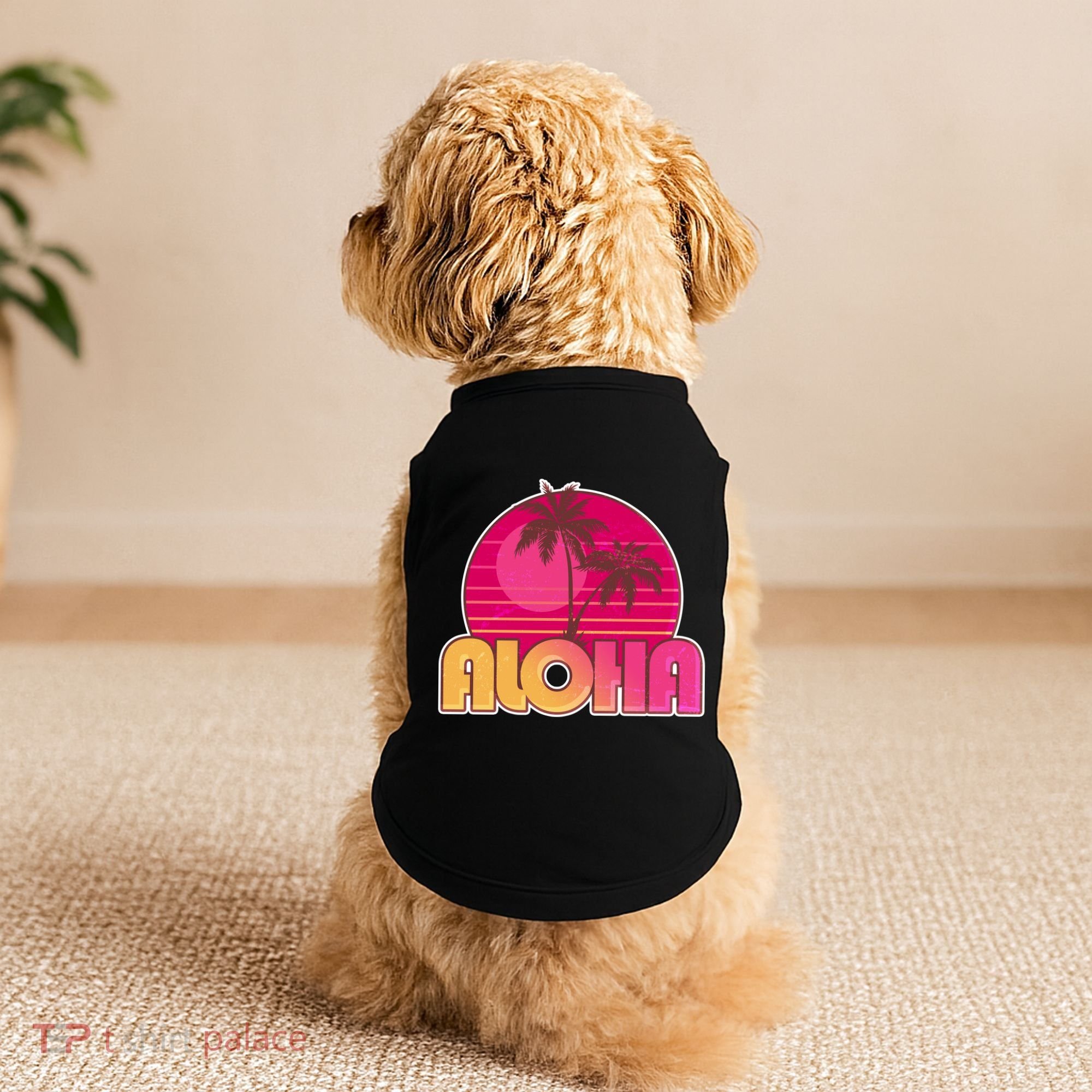 Retro Aloha Summer Fun Pink Logo Doggie Tank