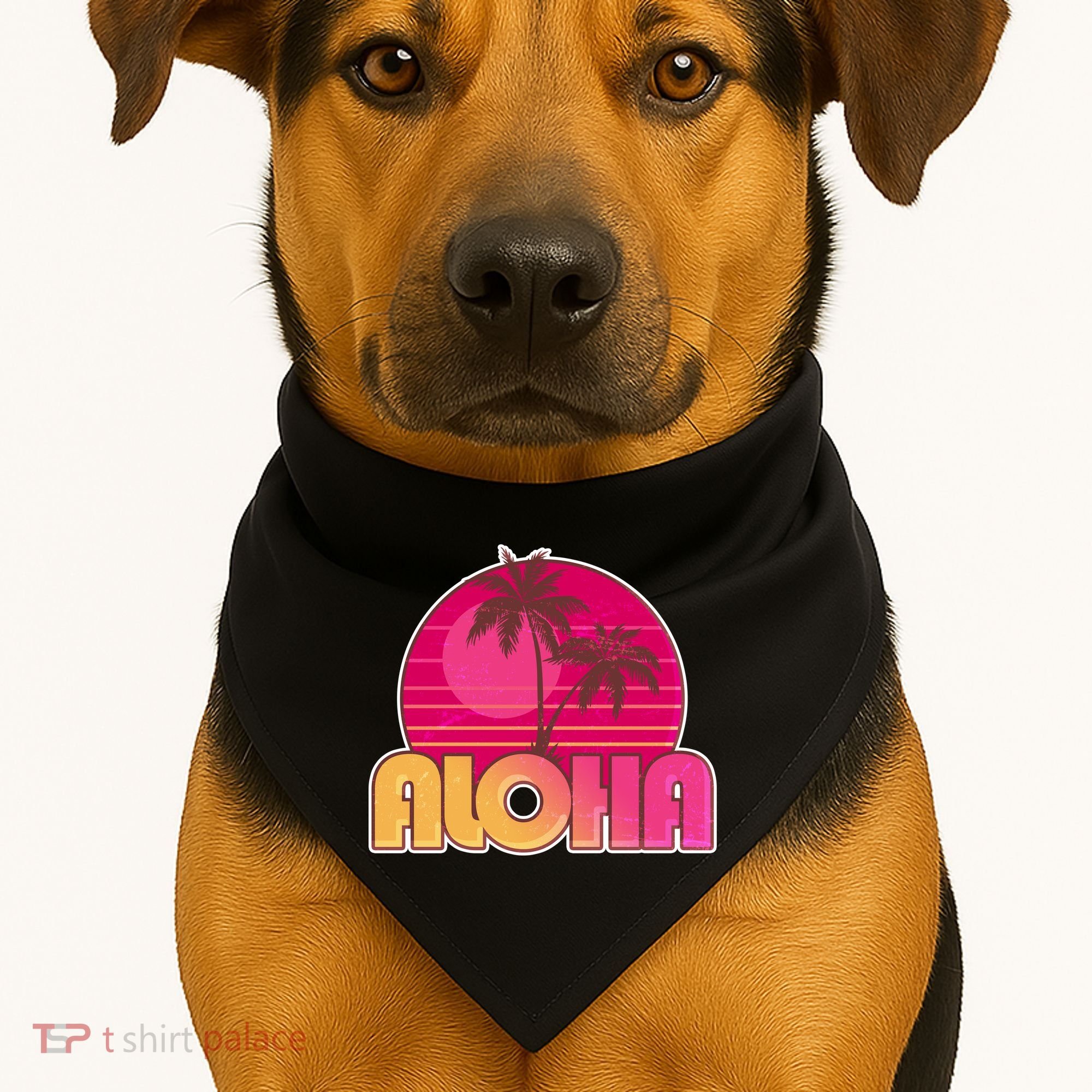 Retro Aloha Summer Fun Pink Logo USA-Made Doggie Bandana