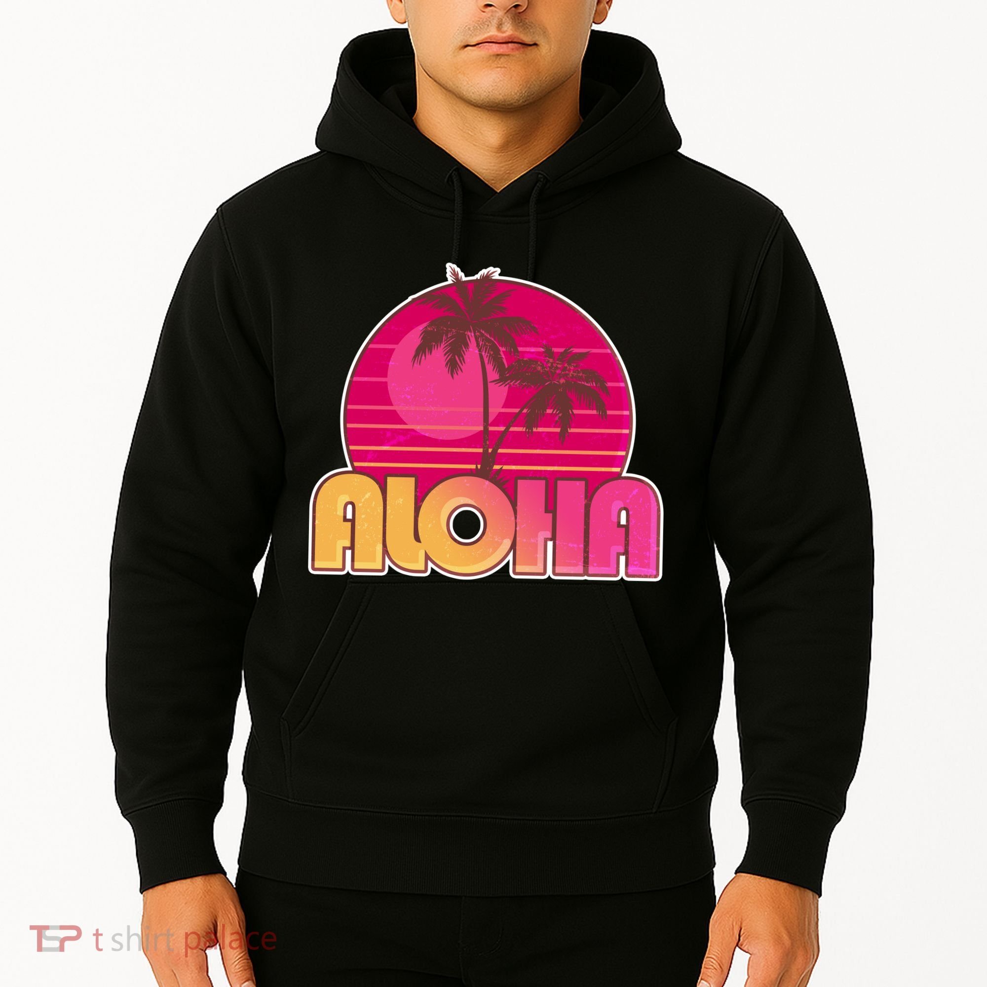 Retro Aloha Summer Fun Pink Logo Hoodie