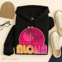 Retro Aloha Summer Fun Pink Logo Hoodie thumb 4