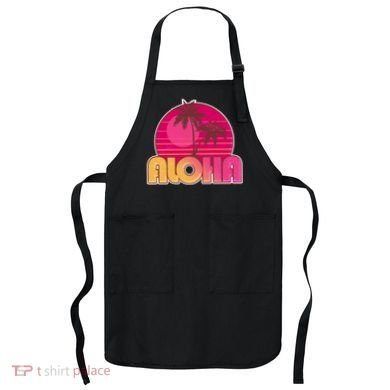 Retro Aloha Summer Fun Pink Logo Apron