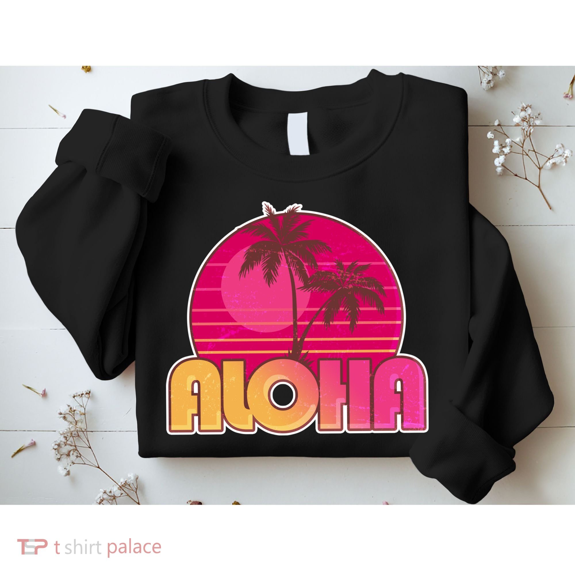 Retro Aloha Summer Fun Pink Logo Sweatshirt