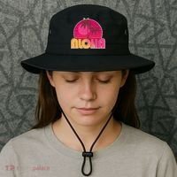Retro Aloha Summer Fun Pink Logo Bucket Hat thumb 3