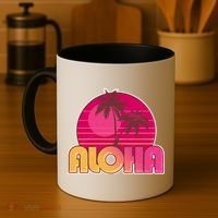 Retro Aloha Summer Fun Pink Logo Coffee Mug thumb 4