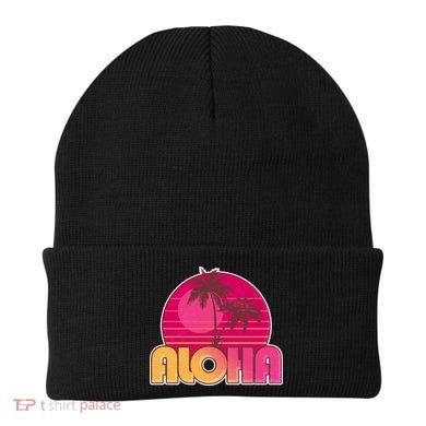 Retro Aloha Summer Fun Pink Logo Beanie