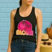 Retro Aloha Summer Fun Pink Logo Women's Tank Top thumb 2