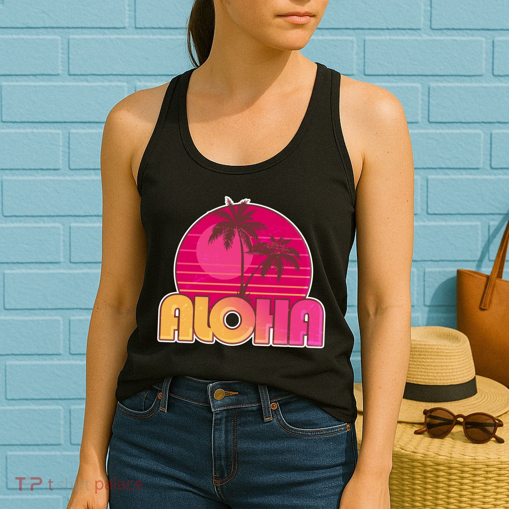 Retro Aloha Summer Fun Pink Logo Women's Tank Top