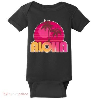Retro Aloha Summer Fun Pink Logo Baby Bodysuit