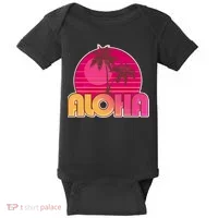 Retro Aloha Summer Fun Pink Logo Baby Bodysuit thumb 0