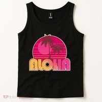 Retro Aloha Summer Fun Pink Logo Tank Top thumb 2