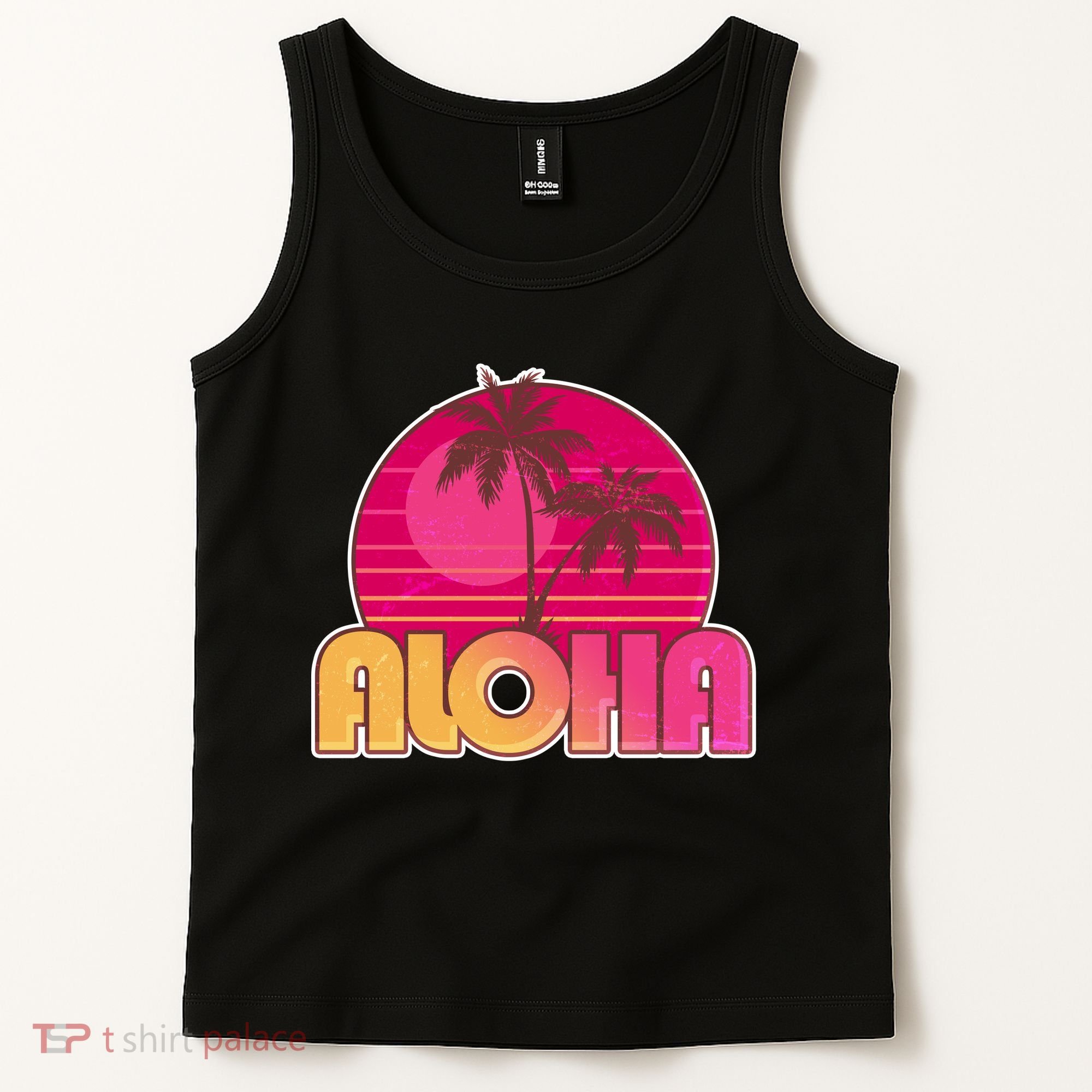 Retro Aloha Summer Fun Pink Logo Tank Top