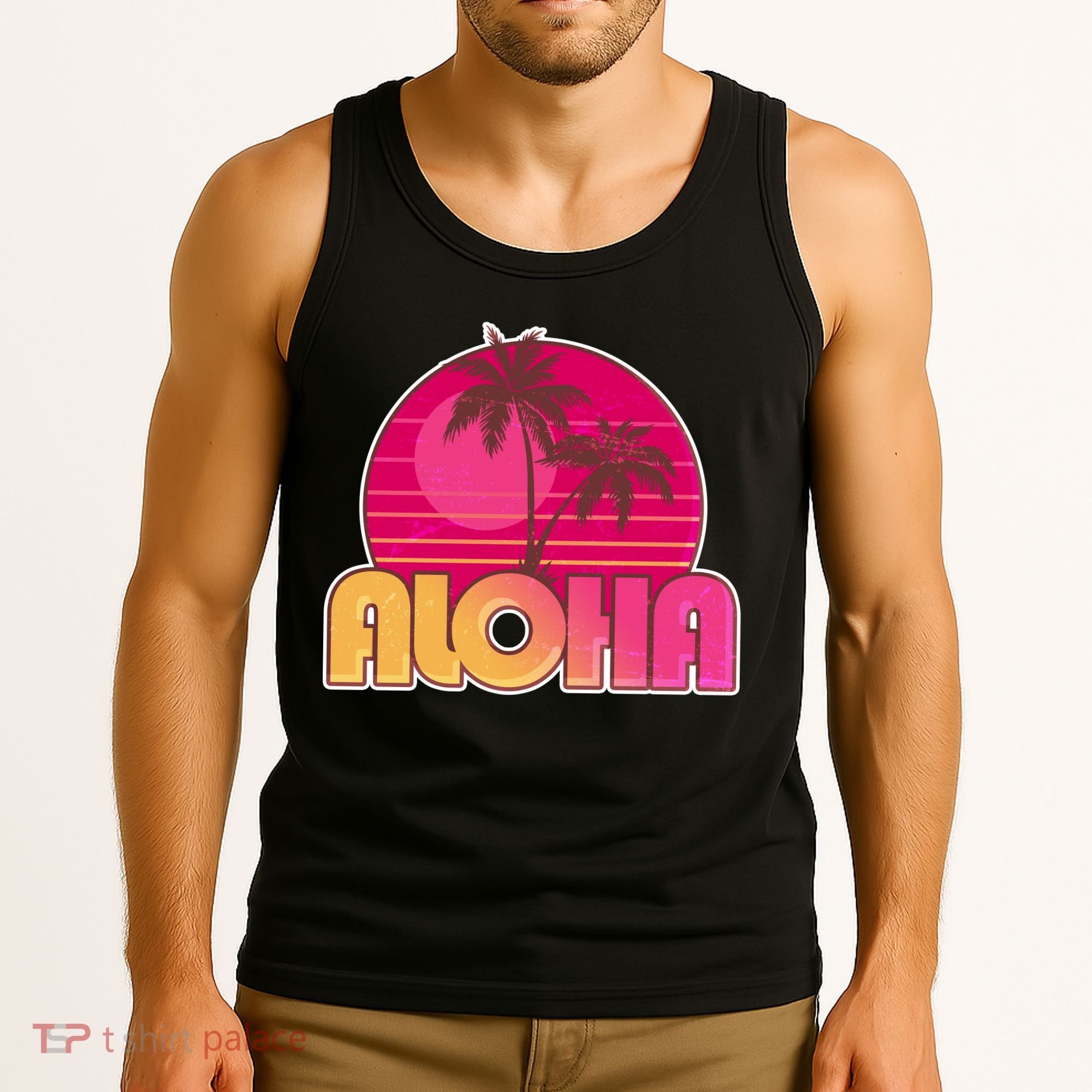 Retro Aloha Summer Fun Pink Logo Tank Top