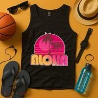 Retro Aloha Summer Fun Pink Logo Tank Top thumb 4