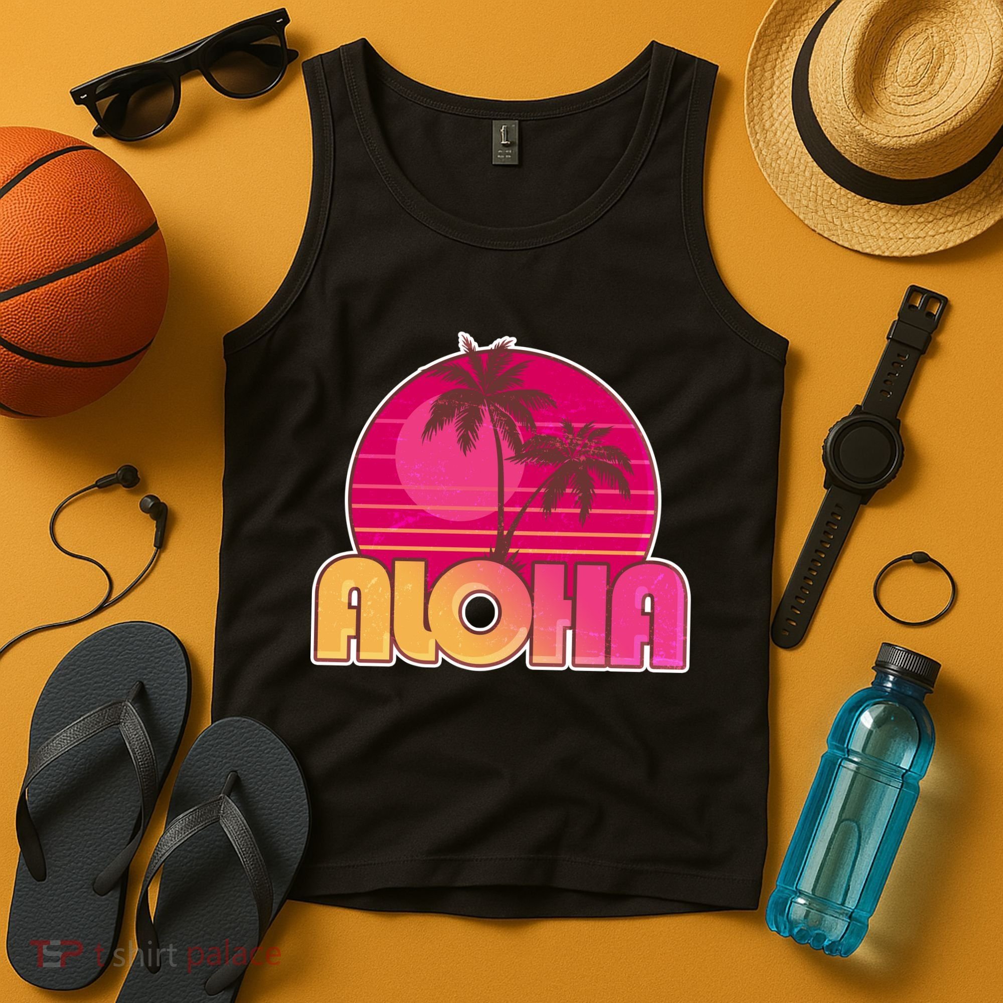 Retro Aloha Summer Fun Pink Logo Tank Top