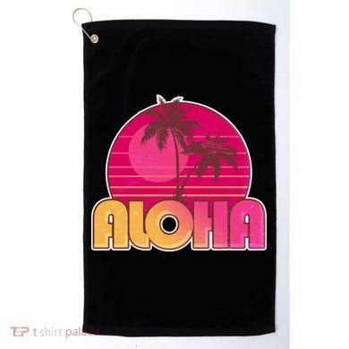 Retro Aloha Summer Fun Pink Logo Golf Towel