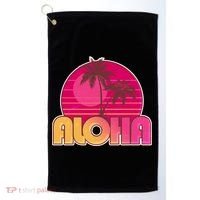 Retro Aloha Summer Fun Pink Logo Golf Towel thumb 0