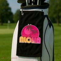 Retro Aloha Summer Fun Pink Logo Golf Towel thumb 2