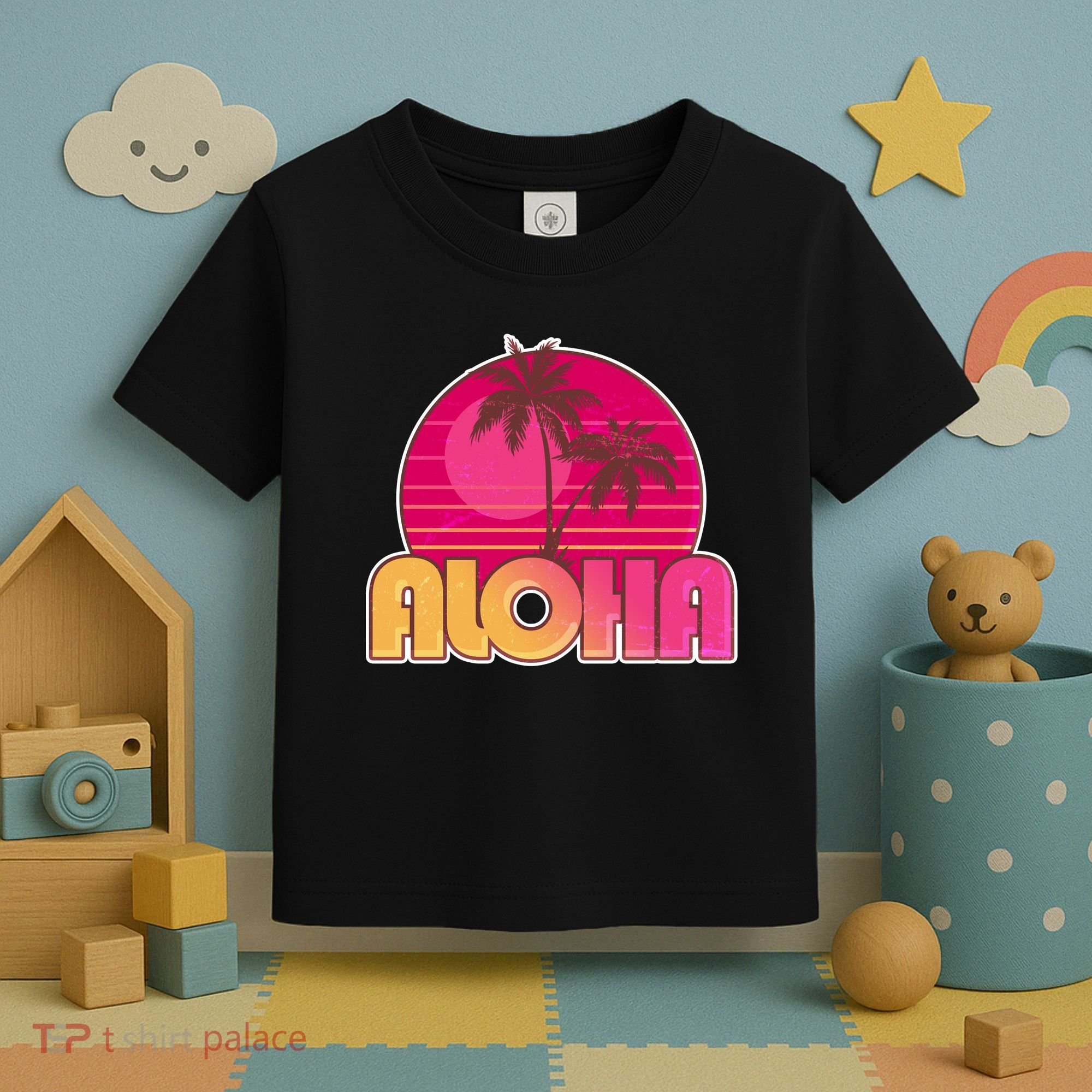 Retro Aloha Summer Fun Pink Logo Toddler T-Shirt