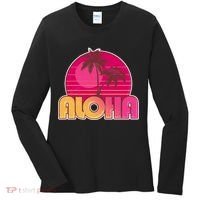 Retro Aloha Summer Fun Pink Logo Women's Long Sleeve Shirt thumb 0