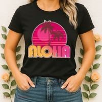 Retro Aloha Summer Fun Pink Logo Women's T-Shirt thumb 2