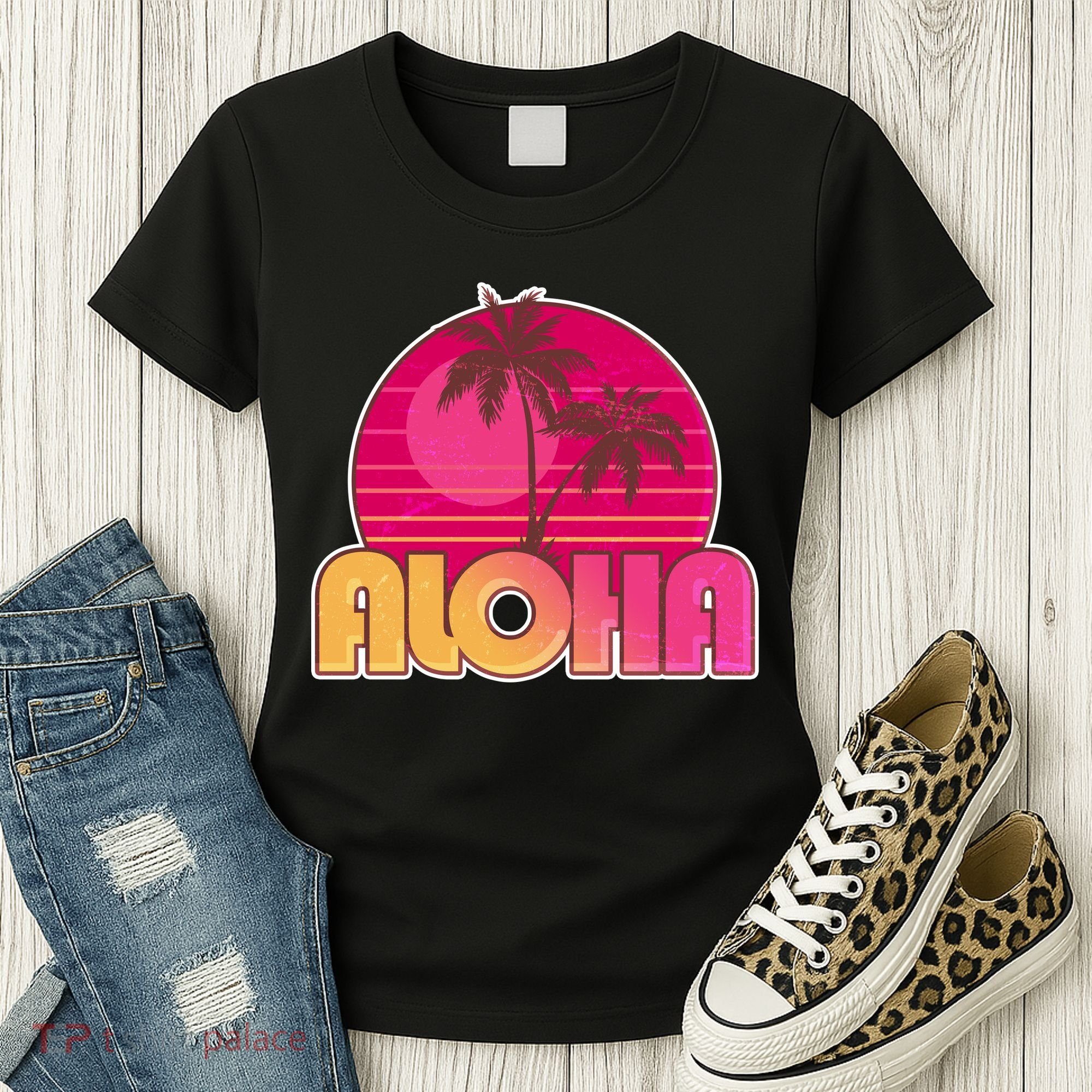 Retro Aloha Summer Fun Pink Logo Women's T-Shirt