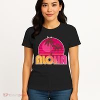 Retro Aloha Summer Fun Pink Logo Women's T-Shirt thumb 4