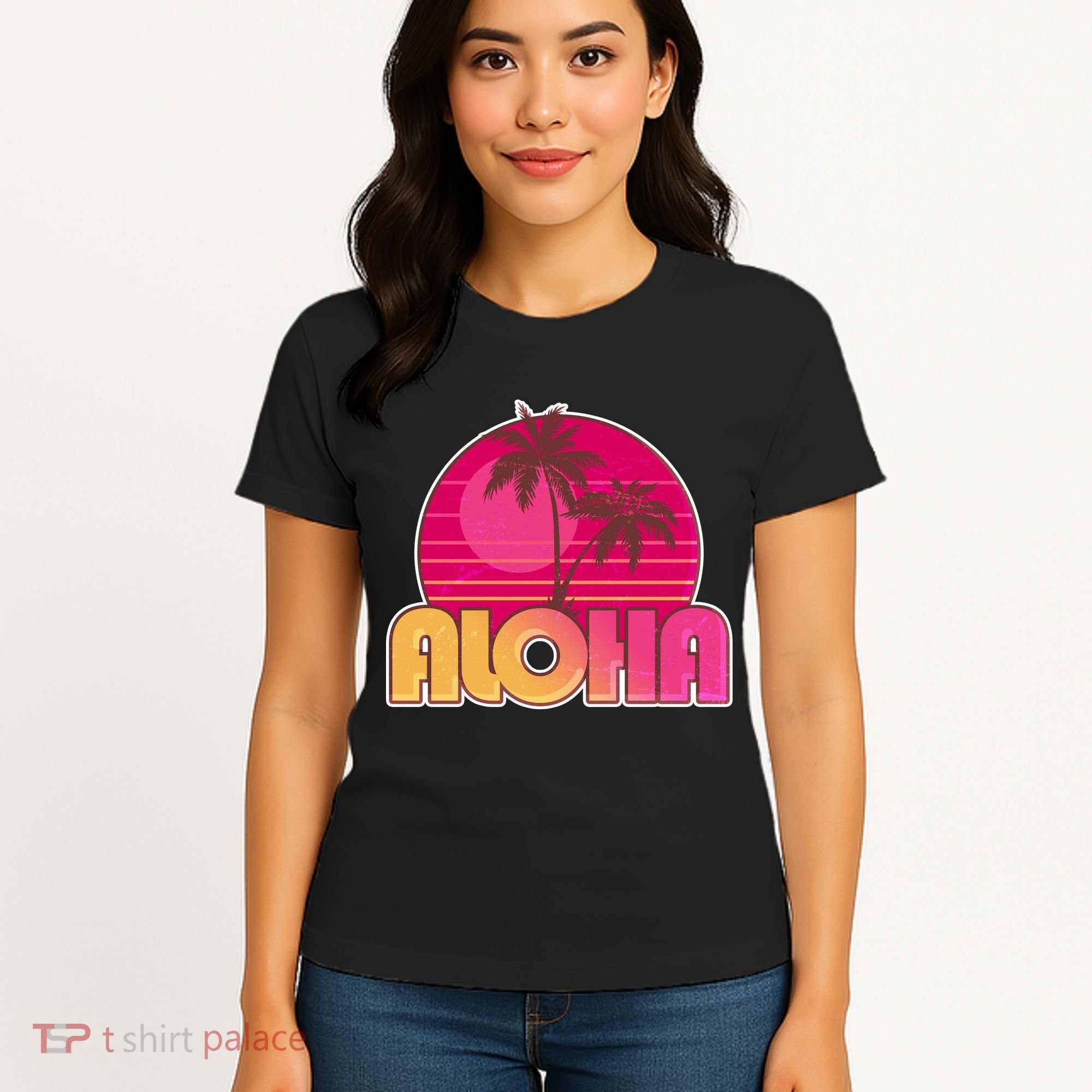Retro Aloha Summer Fun Pink Logo Women's T-Shirt
