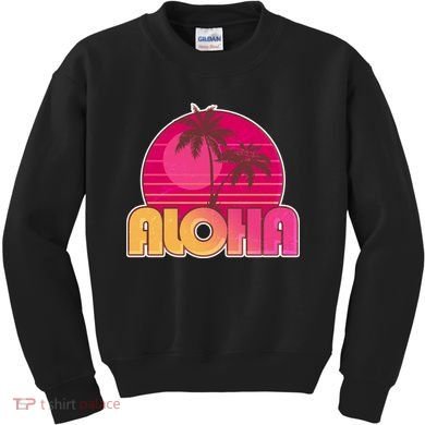 Retro Aloha Summer Fun Pink Logo Kids Sweatshirt