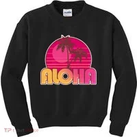 Retro Aloha Summer Fun Pink Logo Kids Sweatshirt thumb 0