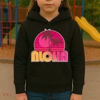 Retro Aloha Summer Fun Pink Logo Kids Hoodie thumb 3