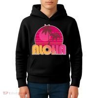 Retro Aloha Summer Fun Pink Logo Kids Hoodie thumb 4