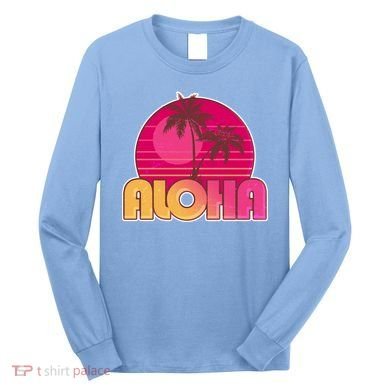 Retro Aloha Summer Fun Pink Logo Long Sleeve Shirt