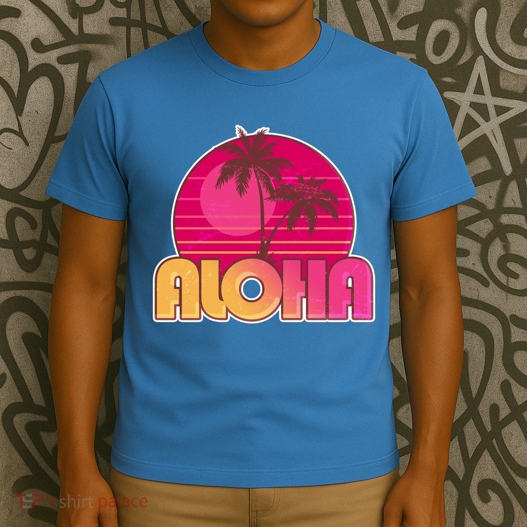 Retro Aloha Summer Fun Pink Logo T-Shirt