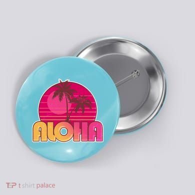 Retro Aloha Summer Fun Pink Logo Button