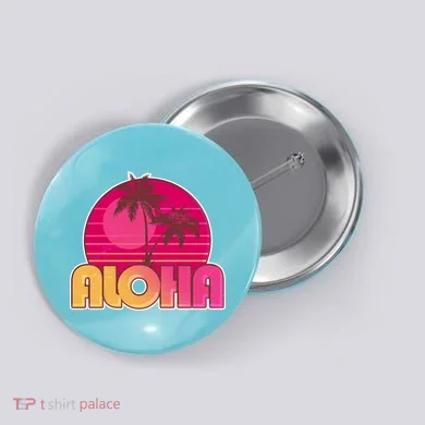 Retro Aloha Summer Fun Pink Logo Button