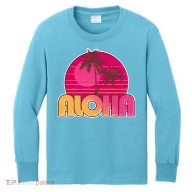 Retro Aloha Summer Fun Pink Logo Kids Long Sleeve Shirt