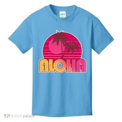 Retro Aloha Summer Fun Pink Logo Kids T-Shirt