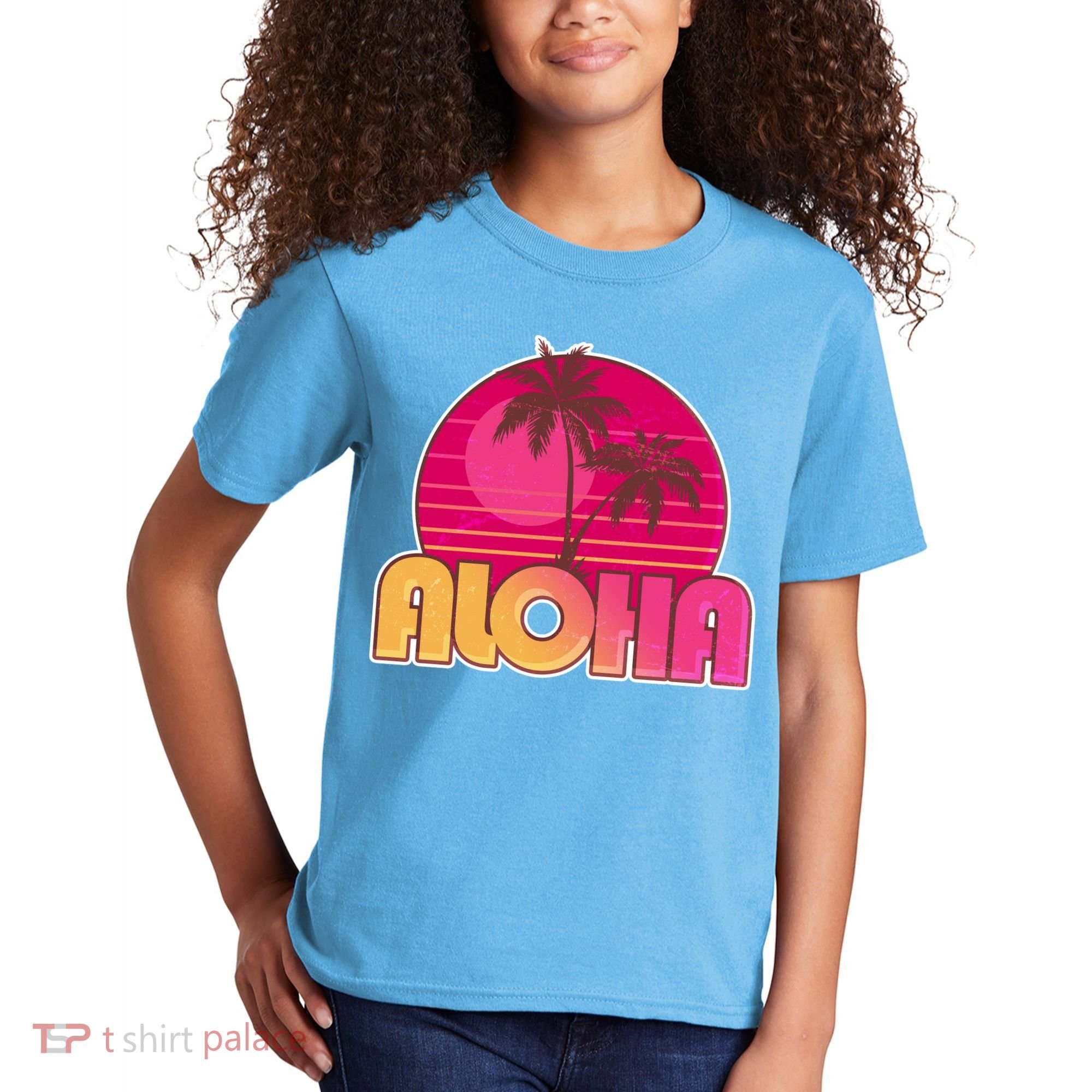 Retro Aloha Summer Fun Pink Logo Kids T-Shirt