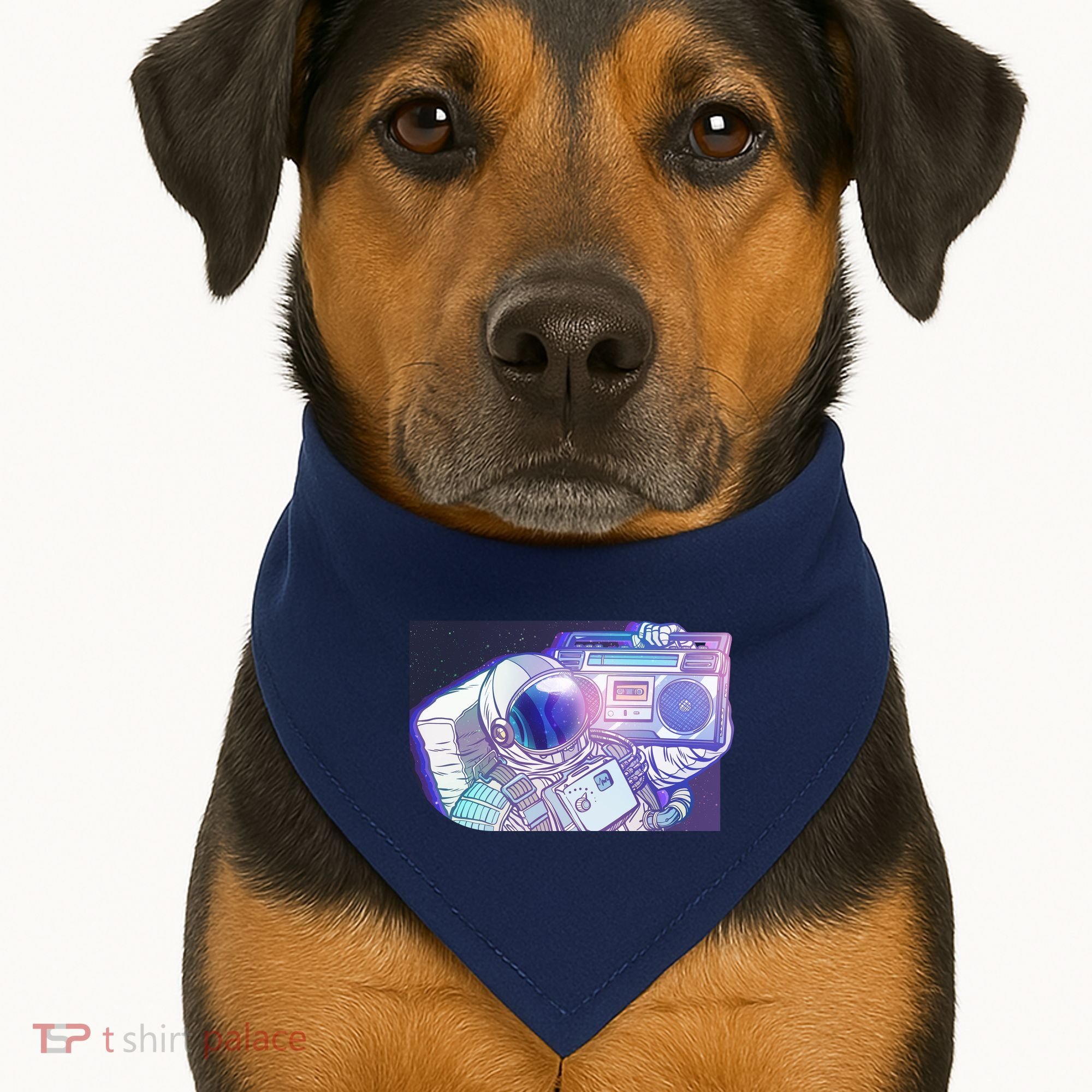 Retro Astronaut Galazy Boombox USA-Made Doggie Bandana