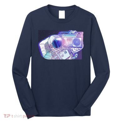 Retro Astronaut Galazy Boombox Long Sleeve Shirt