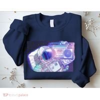 Retro Astronaut Galazy Boombox Sweatshirt thumb 2