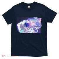 Retro Astronaut Galazy Boombox T-Shirt thumb 0