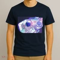 Retro Astronaut Galazy Boombox T-Shirt thumb 3